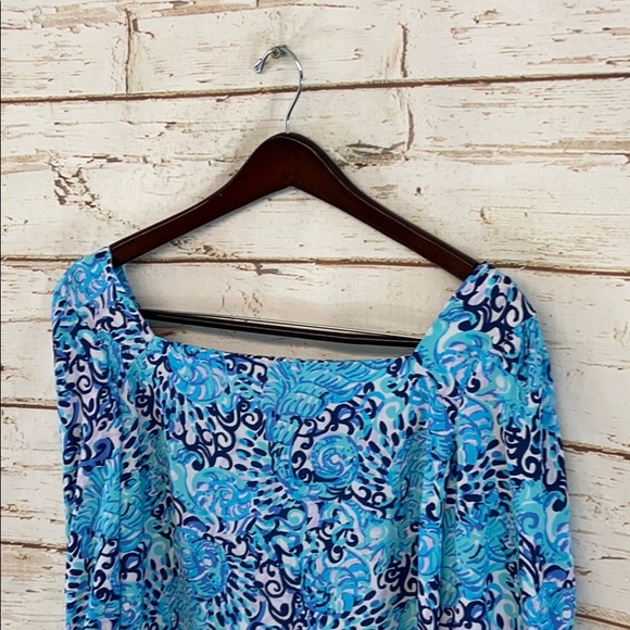 Lilly Pulitzer Square Neck Tie Sleeve Blouse - Picture 2 of 5